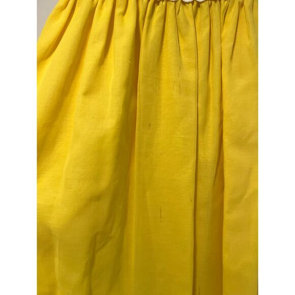Vintage 1960s Yellow High Neck Column Dress w White Lace Contract Trim Small JL - Picture 5 of 12